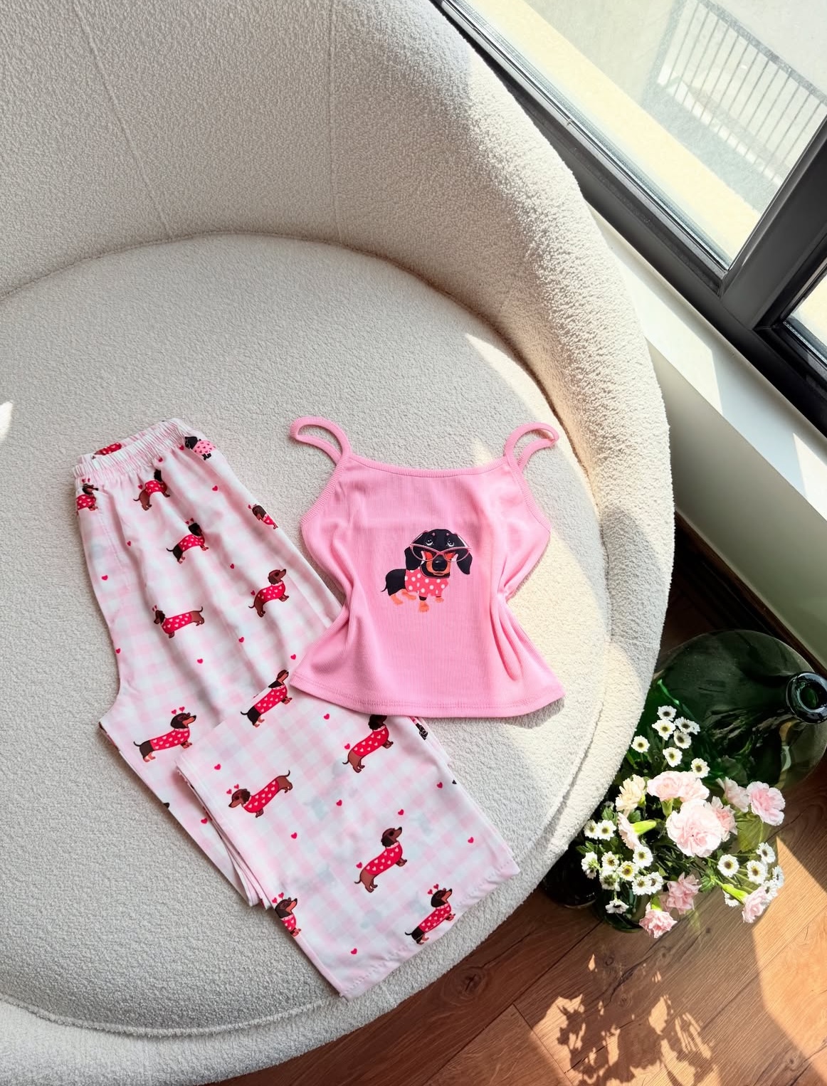 ست صورتی  کراپ شلوار۰۱۸